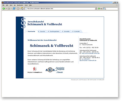 Screenshot www.schimanek-vollbrecht.de